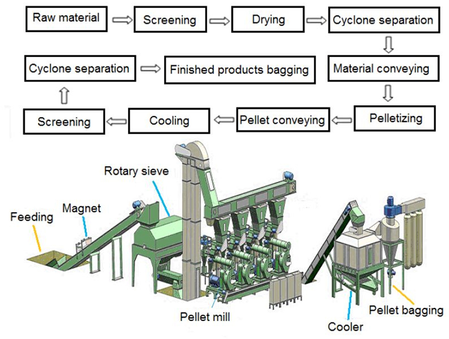 Technological process of pellet production